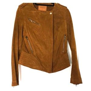 Leather suede biker jacket